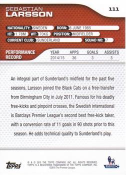 2015 Topps Premier Gold #111 Sebastian Larsson Back