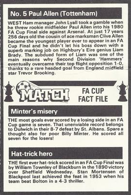 1986-87 Match FA Cup Fact File #5 Paul Allen Back