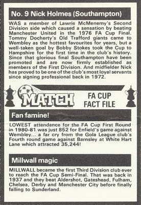 1986-87 Match FA Cup Fact File #9 Nick Holmes Back