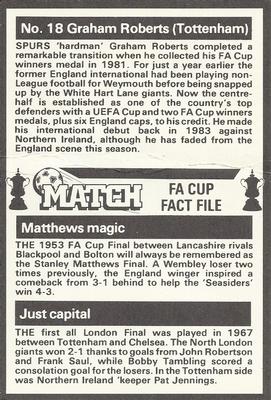 1986-87 Match FA Cup Fact File #18 Graham Roberts Back