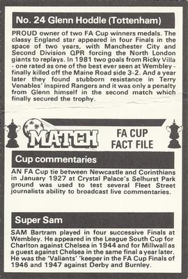 1986-87 Match FA Cup Fact File #24 Glenn Hoddle Back