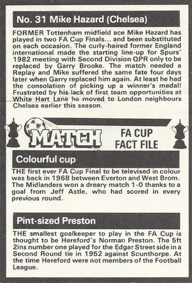1986-87 Match FA Cup Fact File #31 Micky Hazard Back