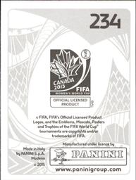 2015 Panini Women's World Cup Stickers #234 Shirley Berruz Back