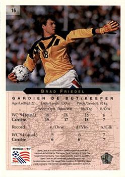 1994 Upper Deck World Cup Contenders French/Dutch #16 Brad Friedel Back
