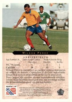 1994 Upper Deck World Cup Contenders French/Dutch #45 Wilson Perez Back