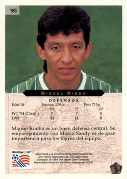 1994 Upper Deck World Cup Contenders French/Dutch #183 Miguel Rimba Back