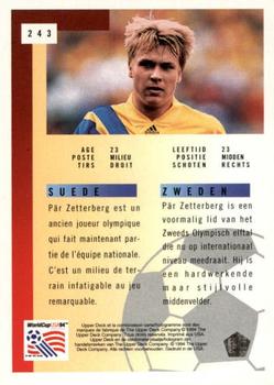 1994 Upper Deck World Cup Contenders French/Dutch #243 Pär Zetterberg Back