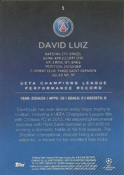 2015-16 Topps UEFA Champions League Showcase #5 David Luiz Back