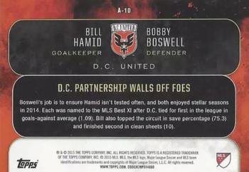 2015 Topps Apex MLS - Alliances Orange #A-10 Bobby Boswell / Bill Hamid Back