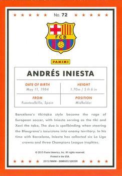 2015 Donruss - Silver Press Proof #72 Andres Iniesta Back