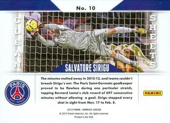 2015 Donruss - Clean Sheets Green Soccer Ball #10 Salvatore Sirigu Back