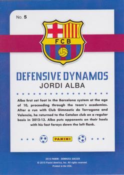 2015 Donruss - Defensive Dynamos Silver Press Proof #5 Jordi Alba Back