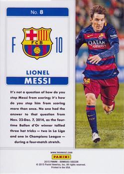 2015 Donruss - Fantastic Finishers Bronze Press Proof #8 Lionel Messi Back