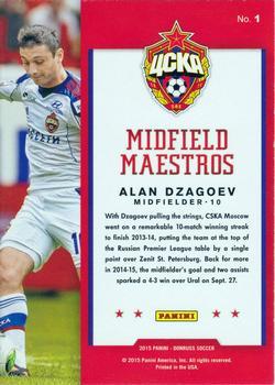 2015 Donruss - Midfield Maestros Bronze Press Proof #1 Alan Dzagoev Back