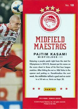 2015 Donruss - Midfield Maestros Gold Panini Logo #18 Pajtim Kasami Back