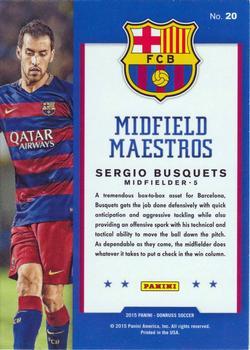2015 Donruss - Midfield Maestros Gold Panini Logo #20 Sergio Busquets Back