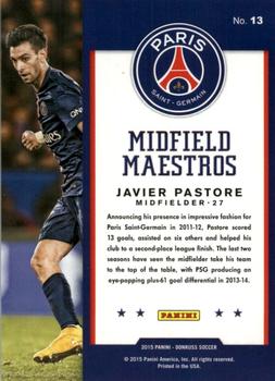 2015 Donruss - Midfield Maestros Gold Press Proof #13 Javier Pastore Back