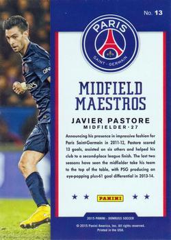2015 Donruss - Midfield Maestros Silver Press Proof #13 Javier Pastore Back