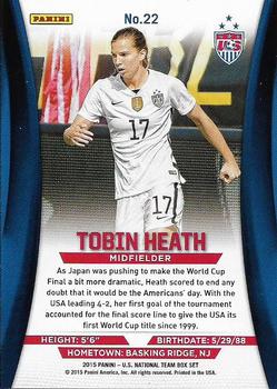 2015 Panini U.S. National Team #22 Tobin Heath Back