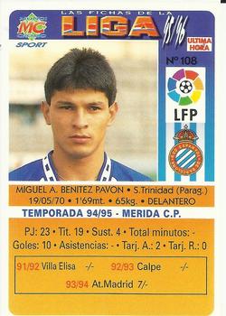 1995-96 Mundicromo Sport Las Fichas de La Liga - Ultima Hora #108 Benitez Back