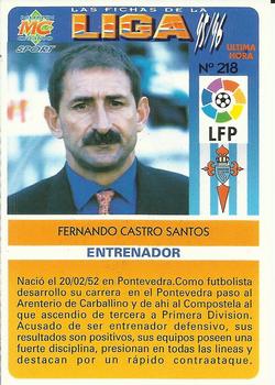 1995-96 Mundicromo Sport Las Fichas de La Liga - Ultima Hora #218b F. Castro Back