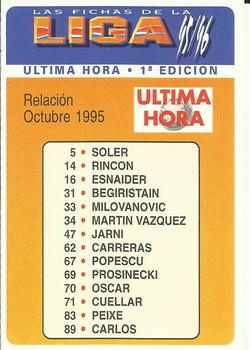 1995-96 Mundicromo Sport Las Fichas de La Liga - Ultima Hora #NNO UH1 Octubre 1995 Front