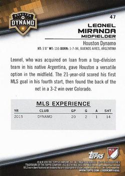 2016 Topps MLS #47 Leonel Miranda Back