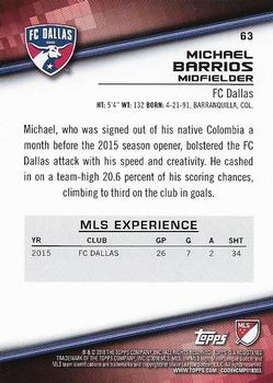 2016 Topps MLS #63 Michael Barrios Back