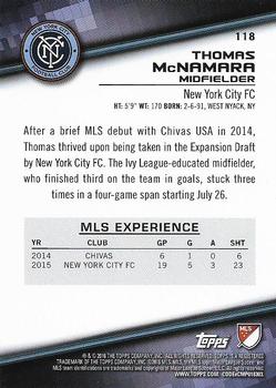2016 Topps MLS #118 Thomas McNamara Back