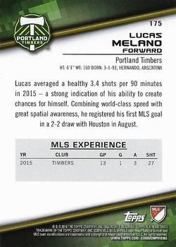 2016 Topps MLS #175 Lucas Melano Back
