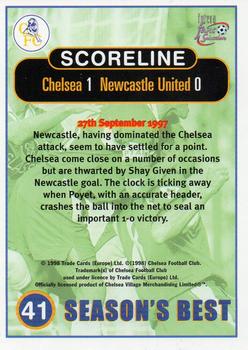 1998 Futera Chelsea Fans Selection #41 Chelsea 1 Newcastle 0 Back
