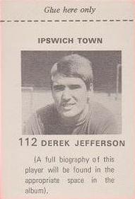 1971-72 FKS Publishers Wonderful World of Soccer Stars Stickers #112 Derek Jefferson Back