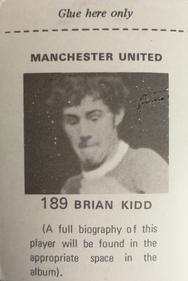 1971-72 FKS Publishers Wonderful World of Soccer Stars Stickers #189 Brian Kidd Back