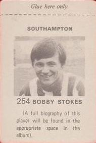 1971-72 FKS Publishers Wonderful World of Soccer Stars Stickers #254 Bobby Stokes Back