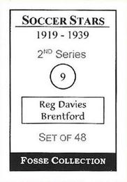 1998 Fosse Soccer Stars 1919-1939 : Series 2 #9 Reg Davies Back
