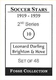1998 Fosse Soccer Stars 1919-1939 : Series 2 #10 Len Darling Back