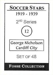 1998 Fosse Soccer Stars 1919-1939 : Series 2 #12 George Nicholson Back