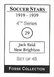 1998 Fosse Soccer Stars 1919-1939 : Series 4 #29 Jack Reid Back