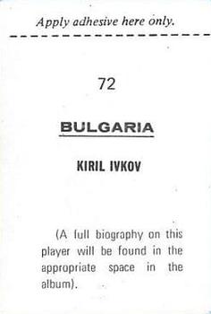 1970 FKS Publishers Mexico 70 World Cup Soccer Stars #72 Kiril Ivkov Back