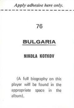 1970 FKS Publishers Mexico 70 World Cup Soccer Stars #76 Nikola Kotkov Back