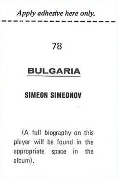 1970 FKS Publishers Mexico 70 World Cup Soccer Stars #78 Simeon Simeonov Back