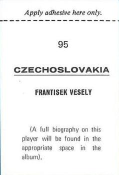 1970 FKS Publishers Mexico 70 World Cup Soccer Stars #95 Frantisek Vesely Back