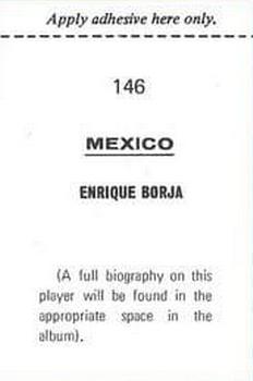 1970 FKS Publishers Mexico 70 World Cup Soccer Stars #146 Enrique Borja Back