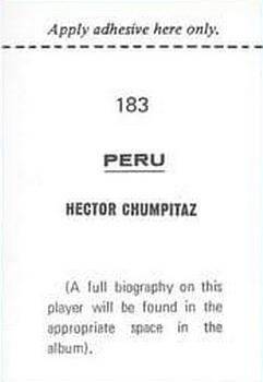1970 FKS Publishers Mexico 70 World Cup Soccer Stars #183 Hector Chumpitaz Back