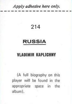 1970 FKS Publishers Mexico 70 World Cup Soccer Stars #214 Volodymyr Kaplychnyi Back