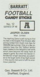 1985-86 Bassett & Co. Football Candy Sticks #12 Jesper Olsen Back