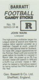 1985-86 Bassett & Co. Football Candy Sticks #19 John Wark Back