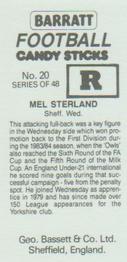 1985-86 Bassett & Co. Football Candy Sticks #20 Mel Sterland Back