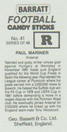 1985-86 Bassett & Co. Football Candy Sticks #41 Paul Mariner Back