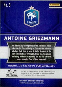 2016 Panini Prizm UEFA Euro #5 Antoine Griezmann Back